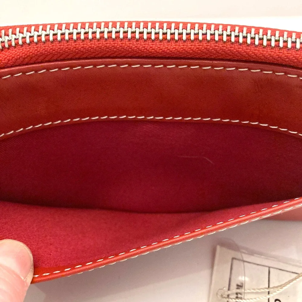 NWT Besso Red‎ Leather Wallet Double Clasp Pockets Zip Top Contrast Stitching